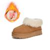 Botas de nieve de piel auténtica para mujer, invierno 2025, nuevas botas cortas de lana auténtica con suela gruesa y forro polar, cálidas y casuales, a la moda.