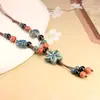 Collar Largo de Cerámica con Forma de Concha, Hecho a Mano, Colorido y con Cuentas, Estilo Étnico, para Mujer, Fiesta, Viaje, Regalo Flor Q
