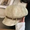 Hebilla de Cinturón Retro Japonesa Boina de Gamuza para Mujer, Uso Diario Artístico, Circunferencia de Cabeza Grande, Sombrero de Pintor de Nubes de Alta Gama, Moderno