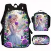 Mochila Escolar Princesa de Hielo y Nieve Elsa Mochila Infantil de Jardín de Infancia Repelente al Agua Gran Capacidad Bolso de Hombro Estuche Set de Tres Piezas