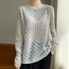 Otoño e invierno 2024, nueva ropa de mujer, ropa de primera línea, cuello redondo, seda, cachemira, suéter de punto fino y holgado para mujer