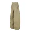 Estilo Informal de Ropa de Trabajo para Hombre Marca de Moda Estilo Americano Diseño de Doble Pinza con Costuras Visibles Pantalones de Pierna Ancha con Forma de Arco