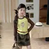 Ropa para Bebés Niñas Elmo Camiseta de Manga Larga Raglán Infantil Elegante Ajuste Delgado Dibujos Animados Bloque de Color Camiseta Básica