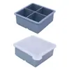 Bandeja de Gelo Quadrada Grande de Silicone de Fábrica com 4 Cubos Criativa Fácil de Soltar Adequada para Whiskey Cocktail