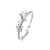 Anillo de Gato Perezoso Tridimensional para Mujer, Anillo de Dedo de Mariposa Simple de Alto Nivel, Anillo de Flor Pequeña con un Solo Diamante a la Moda Elegante