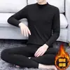 Conjunto térmico masculino, roupa íntima térmica masculina, conjunto térmico forrado com fleece, corte justo, gola alta, resistente ao frio, roupa íntima térmica reguladora de temperatura, roupas térmicas de outono