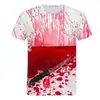 Directo de Fábrica Lote Verano Nuevo Halloween Personalidad Divertida Camiseta Estampada 3D Cuello Redondo Manga Corta para Hombre Fábrica Transfronteriza