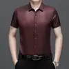 Camisa para Hombre de Manga Corta, Hecha de Material de Seda de Aceite Vieja, Seda Xiangyun Imitación, Seda de Morera Imitación y Seda Artificial, Adecuada para que la Use Papá