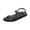 Sandálias Femininas Verão 2024 Novo Estilo Coreano Dongdaemun Roman Strass Plataforma de Sola Grossa Sapatos Femininos Sola Macia Dropshipping