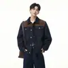 Otoño 2026 Estilo Americano Marca de Moda Estilo Granja Chaqueta de Mezclilla para Hombre con Parches y Pespuntes en Color Original
