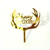 Bandera Decorativa para Pastel de Acrílico Tarjeta de Fiesta Feliz Cumpleaños Enchufe Decoración Creativa para Pastel Paquete de 10