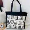 Bolso de Hombro Nuevo Estampado, Bolso de Lona para Mujer de Mano, Bolso Tote Estilo Coreano de Gran Capacidad, Bolso Artístico para Estudiante