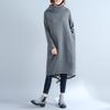 Moda Femenina Artística Otoño/Invierno 2026 Tallas Grandes Sudadera Holgada Bata Cuello Alto Algodón Polar Lino Vestido para Mujer