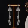Aretes Étnicos Transfronterizos Festivos Geométricos Redondos Distintivos Aleación Vintage Borla Larga Colgante de Campana Oreja