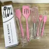 En stock color silicona utensilios de cocina cinco piezas caja de color caja de regalo traje colador de silicona brocha para mantequilla espátula