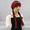 Comércio Exterior Transfronteiriço Europeu e Americano Novo Estilo Franja Reta Cabelo Longo Vinho Tinto Pares Rabo de Cavalo Trança Torcida Fábrica de Cosplay Venda Direta