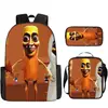 Shan Hai Jing Nuevo Tungtungtung Hombre Palo de Madera Dibujo Animado Mochila Impresa Mochila de Gran Capacidad Bolso de Hombro Estuche