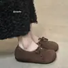 Nuevos Mocasines Planos de Felpa Versátiles Estilo Retro Otoño e Invierno Estilo Birkenstock Moño para Mujer Slip-On 2025