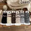 Meias de Algodão Estilo Sapato para Mulheres, Barra Dobrável com Laço, Meias Fofas, Outono/Inverno, Algodão e Lã Espessos e Quentes, Borda Franzida, Aquecedores de Panturrilha