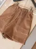 Shorts de lino de cintura alta con cordón, relajados y casuales, textura simple, versátiles, geniales para alargar las piernas, favorecedores para figuras tipo pera