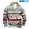 Amazon Transfronterizo Estampado Digital Navideño Nuevo Otoño e Invierno Sudadera de Media Cremallera con Cuello Alto de Manga Larga para Hombre con Cuello de Terciopelo