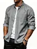 Exclusivo para comercio exterior transfronterizo: Camisa de manga larga de alta gama para hombre de otoño, chaqueta camisa casual holgada de color liso para hombre