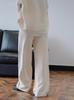 Pantalones casuales de cintura alta con textura simple y holgados de Lou Fu para otoño, pantalones elásticos de pierna ancha para mujer