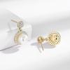 Pendientes de perlas con borlas de circonitas geométricas, diseño de moda transfronterizo de estilo europeo y americano, joyería de lujo ligera y fresca.