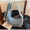 Moderna Distintiva de Moda Cadena de Borlas de Mezclilla Luna Creciente Cuadrado Pequeño Bolso Portátil de Hombro Cruzado para Mujer Moda Versátil de Moda