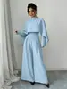 Ropa Europea y Americana Transfronteriza para Mujer Primavera y Otoño 2025 Mono Elegante para Mujer de Cintura Marcada Color Sólido de Manga Larga con Cuello Redondo de Pierna Ancha