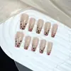 Unhas Usáveis Feitas à Mão Outono Inverno Ano Novo Natal Nude Gradiente de Luxo Leve Alta Classe Clareamento Estampa de Leopardo Folha de Ouro Nail Art Pontas de Unha