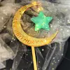 Hermosa Decoración de Pastel de Perlas Cumpleaños Horneado Hueco Alambre de Hierro Dorado Plateado Bandera de Estrella Hierro Forjado Estrella de Cinco Puntas Enchufe