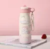 Nova Caneca Térmica Portátil Fofa com Alça de Aço Inoxidável 316 Grande Capacidade com Duplo Canudo para Beber Caneca de Água Conveniente Desenho Animado
