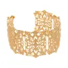 Pulsera de Brazo Ancha Abierta Circular con Empalme Hueco de Flor Cruzada Europea y Americana Joyería Vintage de Nicho de Alta Gama para Mujeres