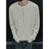 Sudadera gris con media cremallera transfronteriza para hombre, camiseta de manga larga tipo henley con patrón de gofre para primavera y otoño, camiseta básica de alta gama de peso pesado