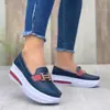 Comércio Exterior Sapatos Femininos de Sola Grossa Tamanho Grande Slip-On Sapatos Preguiçosos Casual 2025 Mocassins Sapatilhas Femininas Novo Fivela de Metal