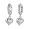 Pendientes brillantes tridimensionales en forma de corazón con un toque único y sofisticado, argollas simples y elegantes en forma de corazón, pendientes estilo americano para venta al por mayor