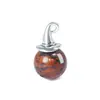 Cristal Natural Transfronterizo Sombrero de Mago Colgante de Bola Redonda Piedra Semipreciosa Ágata Perla Redonda de 14 mm Collar Joyería al por Mayor