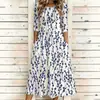 Sitio Independiente Temu Ropa de Mujer Europea y Americana Creativa Elemento Floral Manga Tres Cuartos Vestido Largo Casual Holgado Vestido de Bolsillo