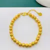 Nuevo Pulsera Estilo Chino para Mujer, Moda Trendy de Celebridad de Internet, Cuenta de la Suerte, Latón Chapado en Oro, Pulsera Versátil Retro Coreana Venta al por Mayor