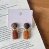 Nuevos pendientes de madera natural color verde oliva y resina estilo Zen chino, pendientes vintage de cuentas de madera de color contrastante trenzadas, pendientes artísticos tradicionales chinos