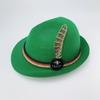Sombrero de Fieltro Alemán Oktoberfest Personalizado por el Fabricante, Sombrero de Jazz, Sombrero de Fieltro No Tejido con Pluma Real, Sombrero de Escenario