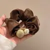 Elástico de Cabelo Grande de Pérola Estilo Intestino Novo 2026 Elástico para Prender Cabelo Feminino Elegante Capa de Couro Elástico de Alto Valor