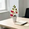 Planta artificial en maceta Phalaenopsis mini de tres flores para decoración de interiores del hogar, bonsái de planta verde para restaurantes, cafeterías y macetas de jardín