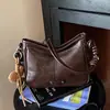 Bolso versátil para el día a día de moda transfronteriza para mujer, bolso de hombro cruzado de moda con textura de cuero encerado, bolso de axila de alta apariencia