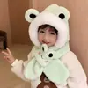 Sombrero y Bufanda de Peluche Todo en Uno para Niños para Otoño e Invierno, Sombrero con Protección para las Orejas para Niños, Conjunto Lindo de Dos Piezas de Dibujos Animados para Niñas