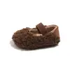 Zapatos peludos para niña con forro polar, banda elástica cálida, nuevos de otoño e invierno 2026, estilo coreano, slip-on, moda, zapatos de algodón