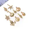 Acessórios para joias DIY, pingente de estrela-do-mar transfronteiriço, banhado a cobre com ouro real 18k, cravejado com zircônia, versátil para colares e pulseiras