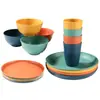 Conjunto de 16 Peças, Conjunto de 32 Peças Conjunto de Louças de Mesa de Plástico de Palha de Trigo para Cozinha, Tigelas, Pratos e Copos Inquebráveis, Adequado para Residências de Apartamento