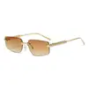 Gafas de Sol Retro Sin Marco de Borde Cortado Europeas y Americanas para Mujer, Estilo Hip-Hop de Moda Pequeñas para Rostro de Hombre, Gafas de Moda Nuevas, Gafas de Sol con Protección UV